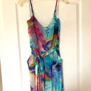 Watercolor Floral Print Bisou Bisou Maxi Dress